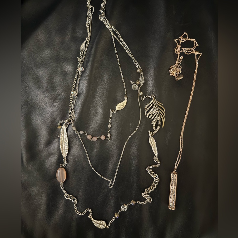 Express Silver and Gold Leaf Necklace Set